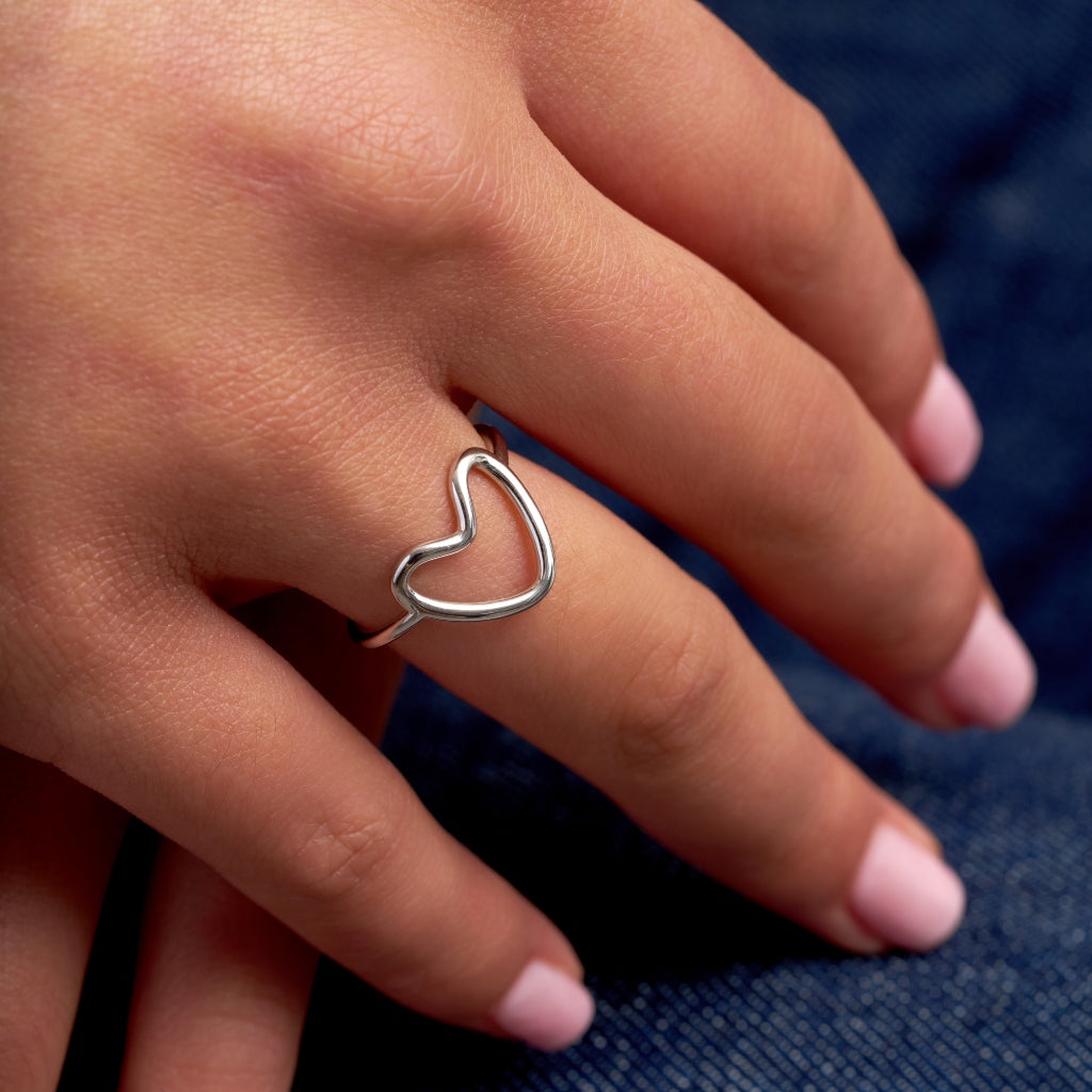 Silver Open Love Heart Ring | Avri