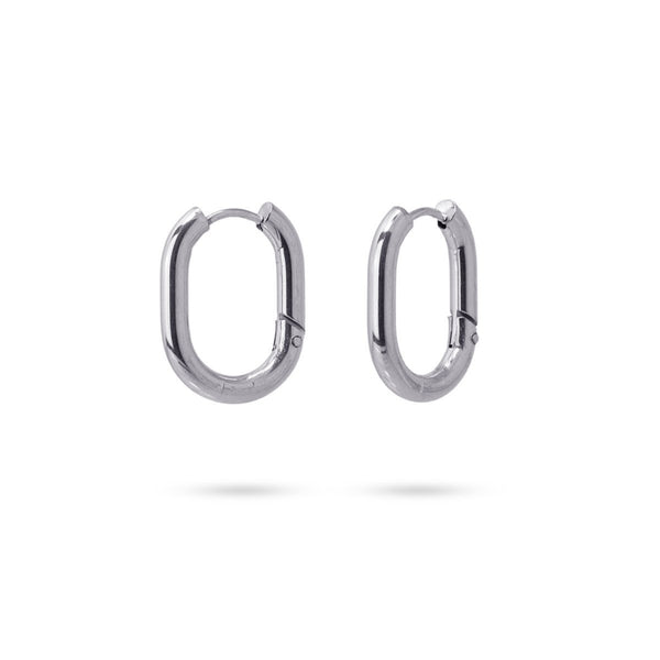 Silver Oval Hoop Earrings | Anartxy
