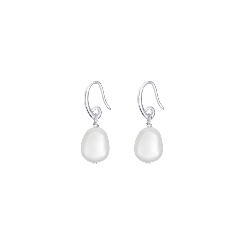 Silver Pearl Drop Earrings | Melli