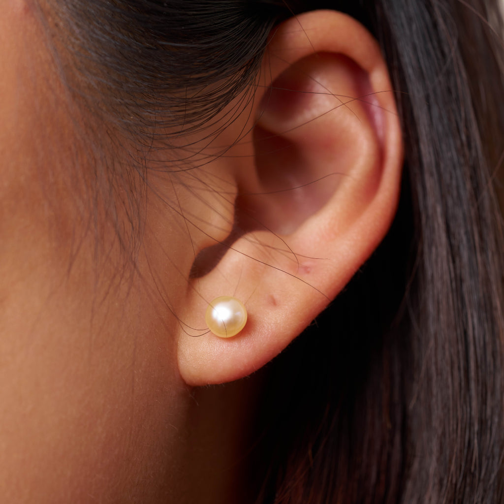 Silver Pearl Stud Earrings