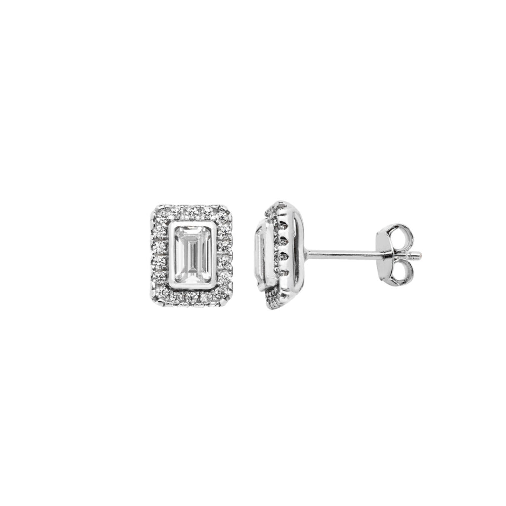 Silver Rectangle Stud Earrings | Durris