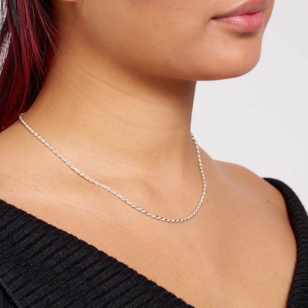 Silver Rope Chain Necklace