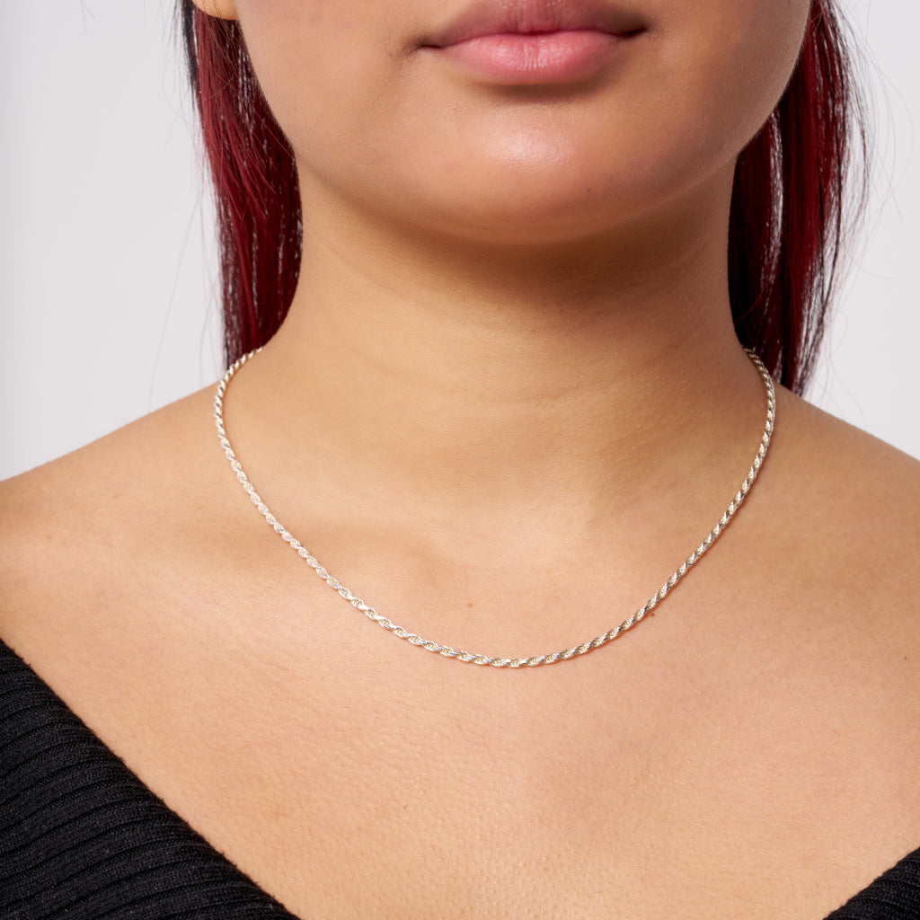 Silver Rope Chain Necklace