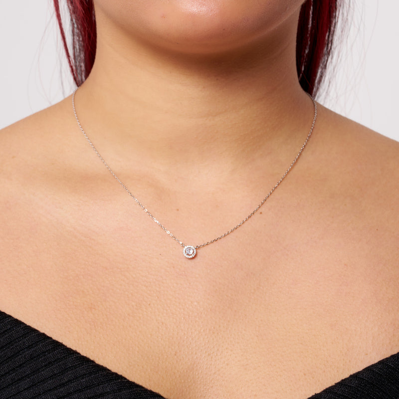 Silver Round Crystal Necklace