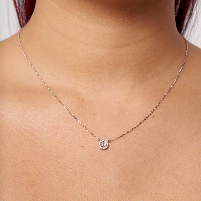 Silver Round Crystal Necklace