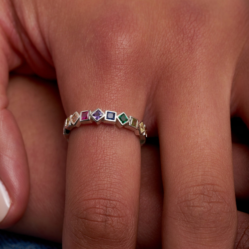 Silver Square Detail Ring | Flora