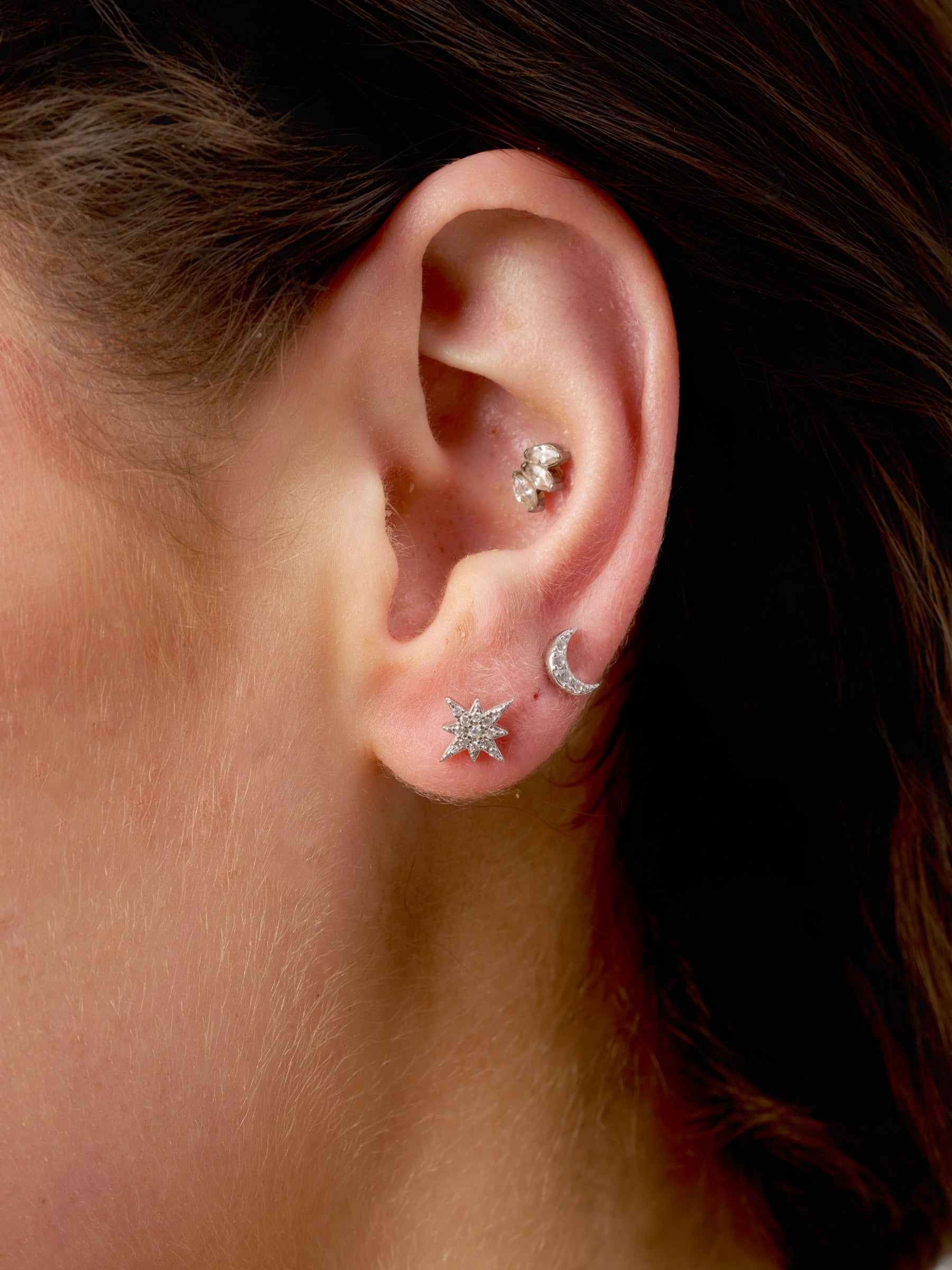 Silver Star & Moon Stud Earrings | Lexia