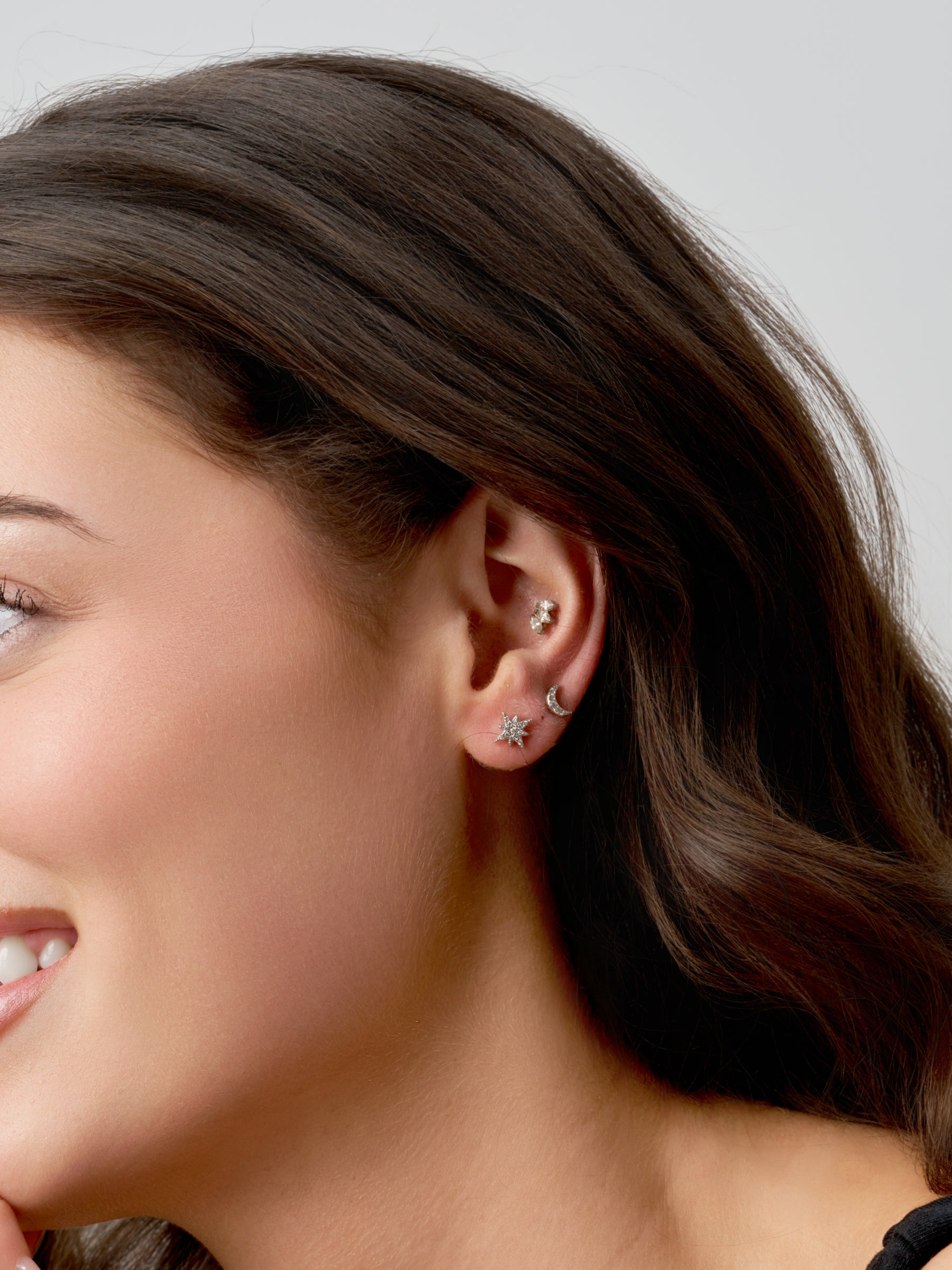 Silver Star & Moon Stud Earrings | Lexia