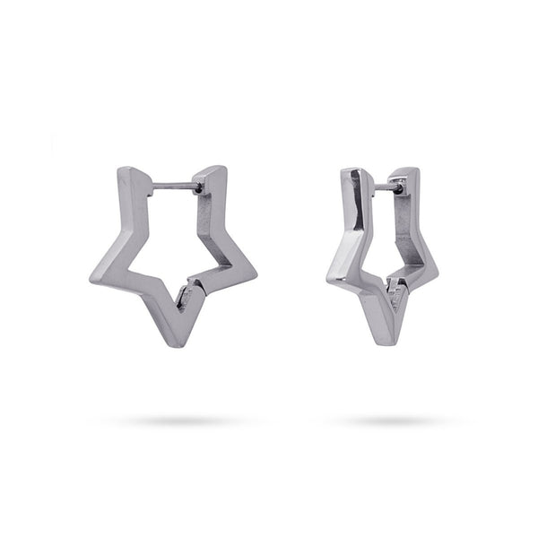 Silver Star Shaped Hoop Earrings | Anartxy