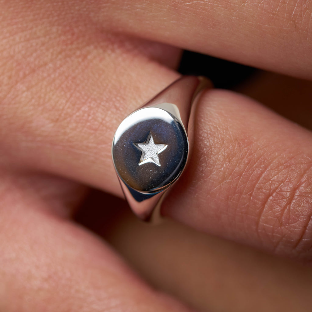 Silver Star Signet Ring