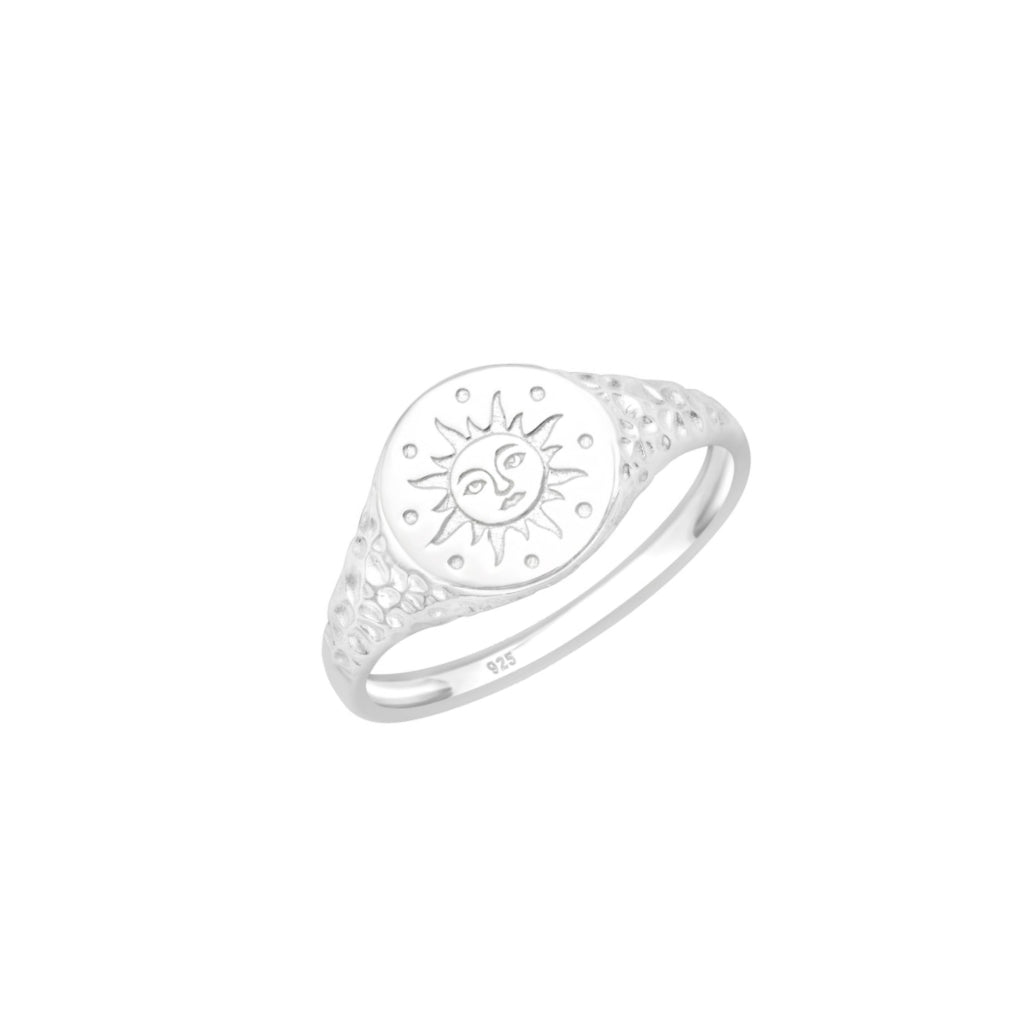 Silver Sun Signet Ring