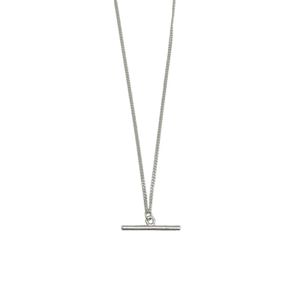 Silver T-Bar Necklace with Curb Chain