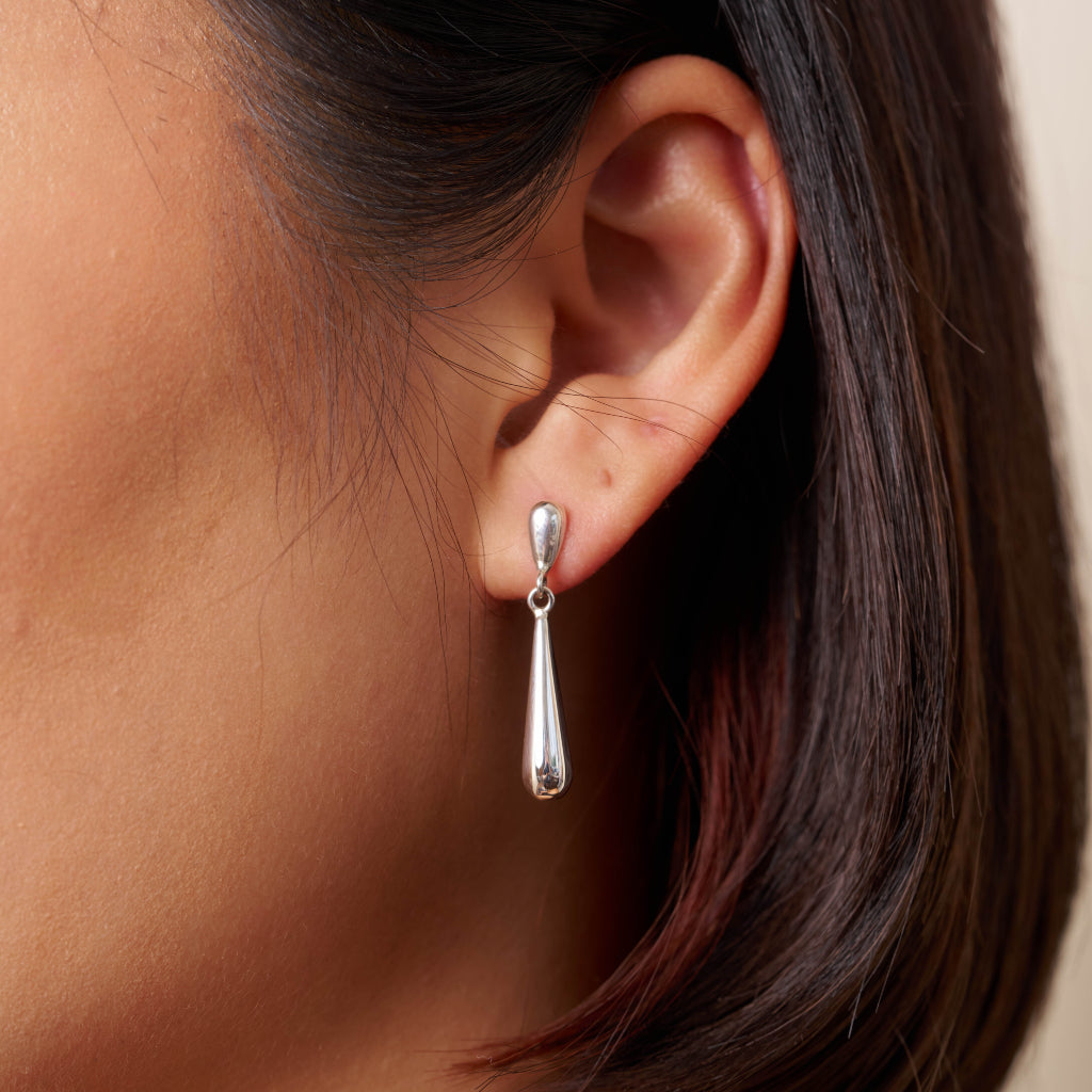 Silver Teardrop Stud Earrings | Vielle