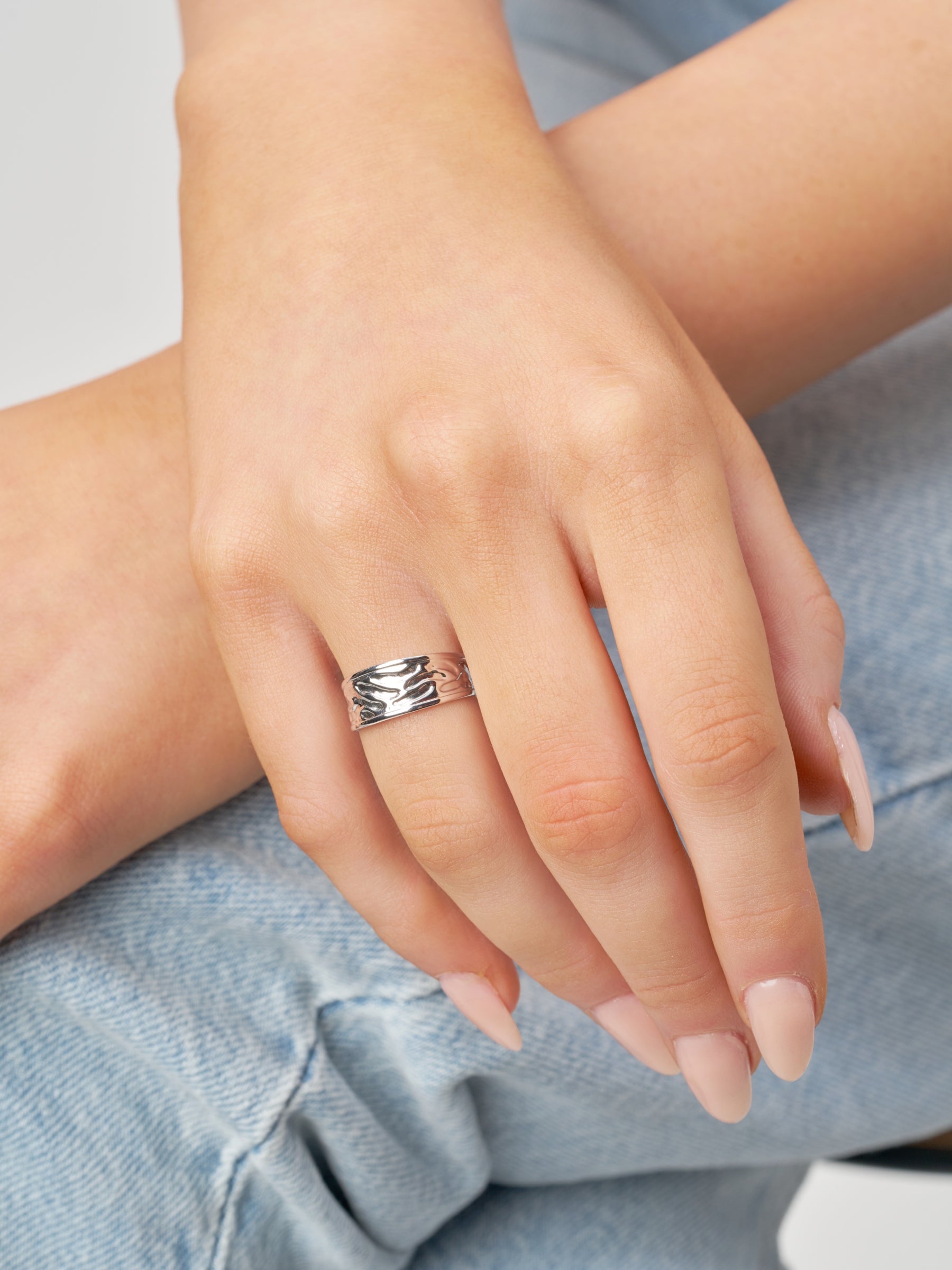 Silver Textured Band Ring | Zola