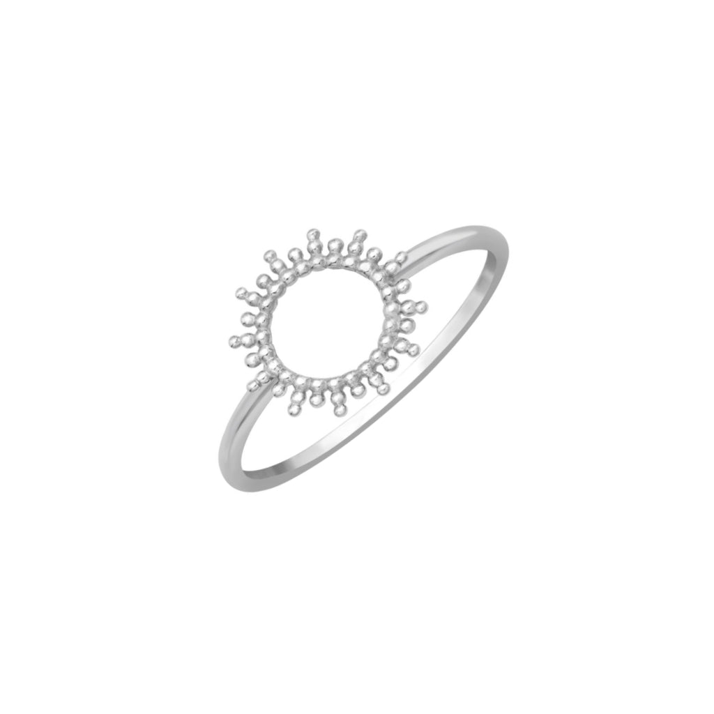 Silver Textured Circle Cut Out Ring