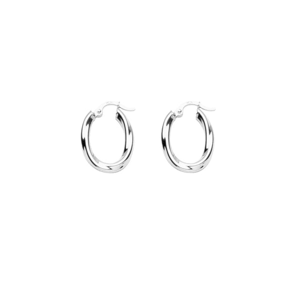Silver Twist Oval Hoop Earrings