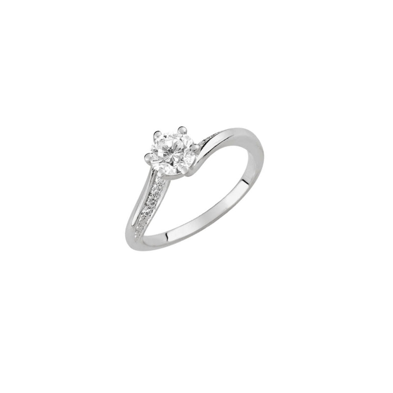 Silver Twist Solitaire Ring