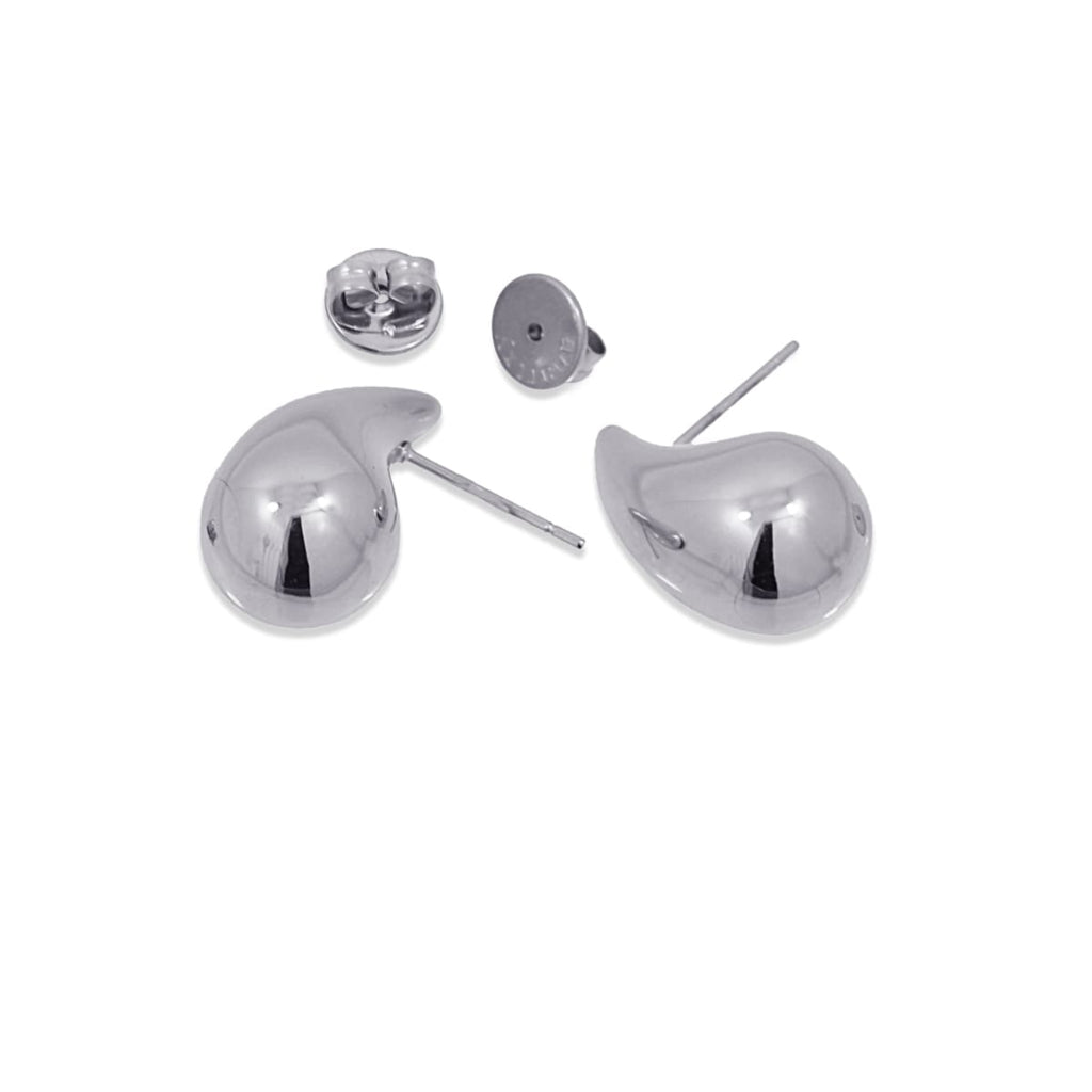 Silver Chunky Drop Stud Earrings