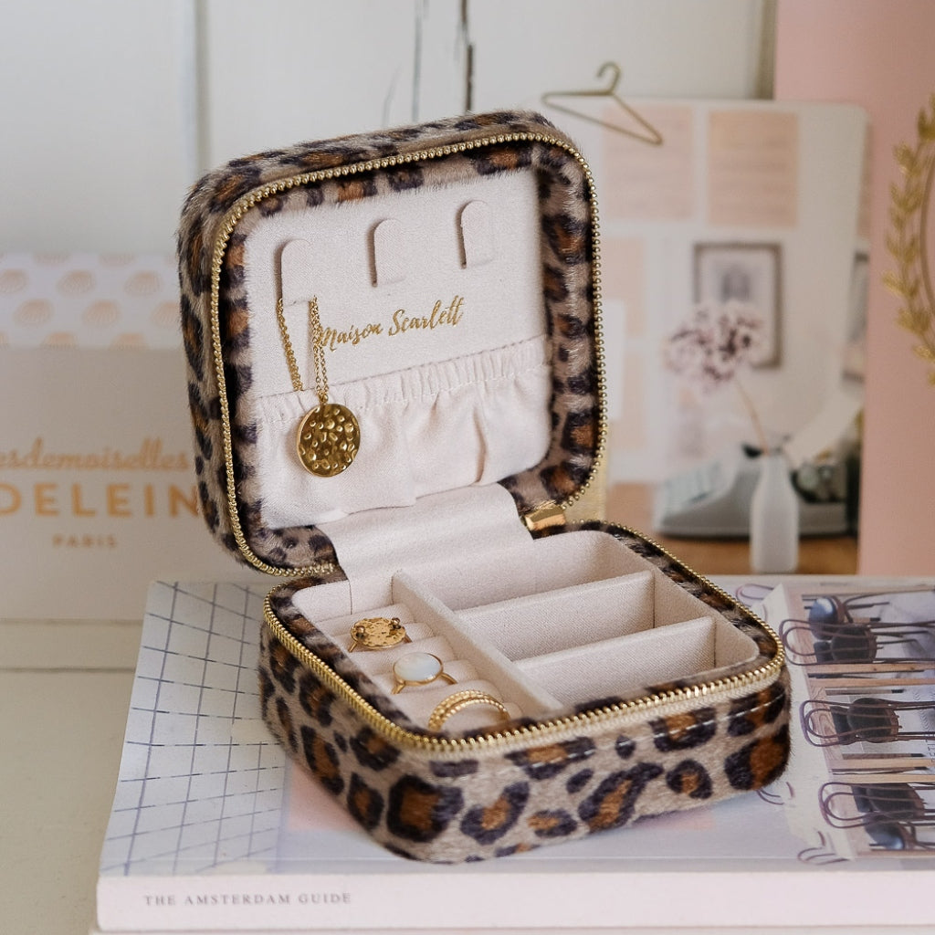 Square Jewellery Case | Corinne | Leopard | Maison Scarlett