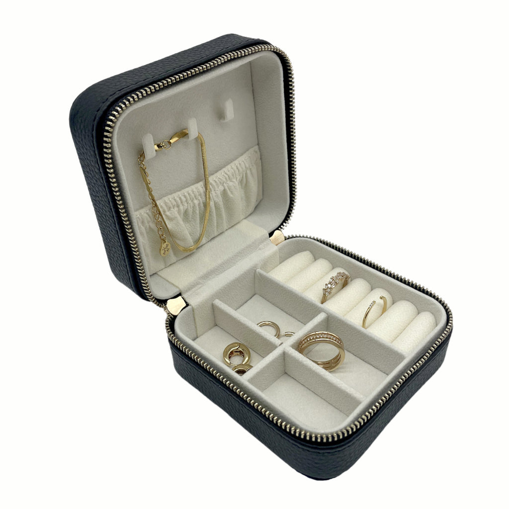 Square Leather Jewellery Travel Case