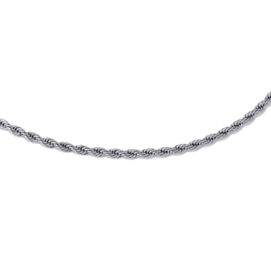 Waterproof Stainless Steel Silver Rope Chain Necklace