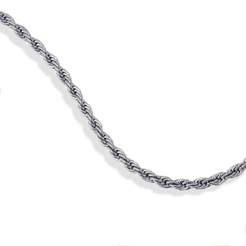 Waterproof Stainless Steel Silver Rope Chain Necklace