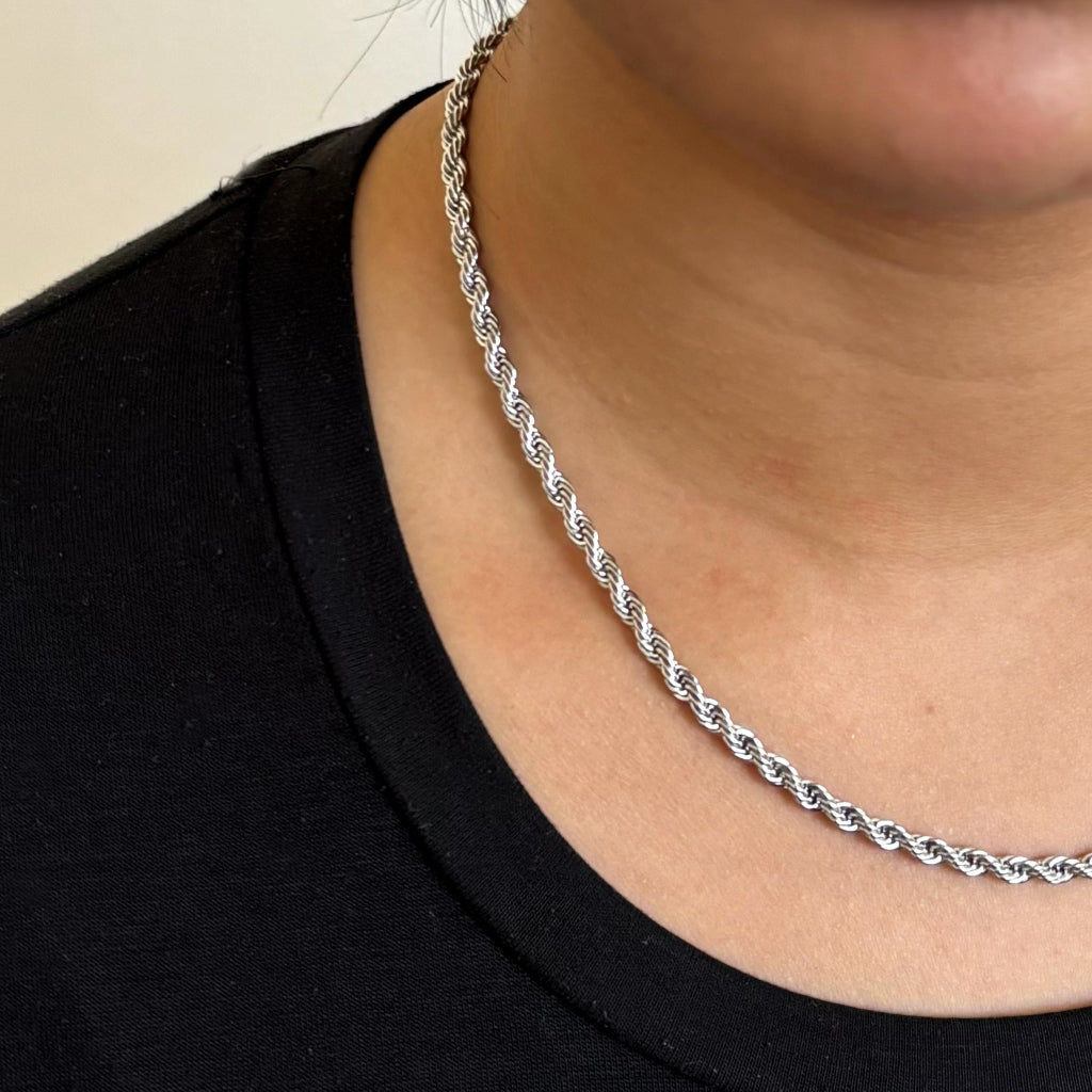 Silver Rope Chain Necklace | Anartxy