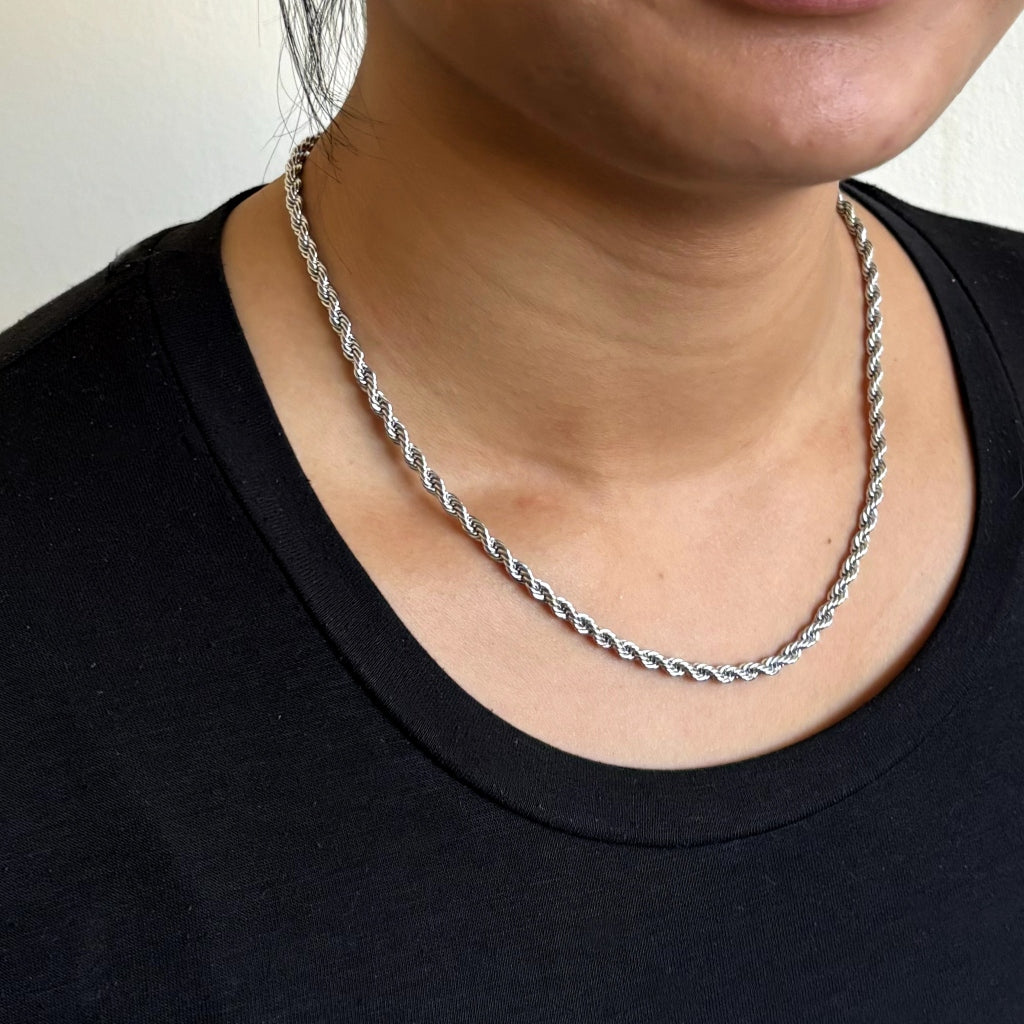 Silver Rope Chain Necklace | Anartxy