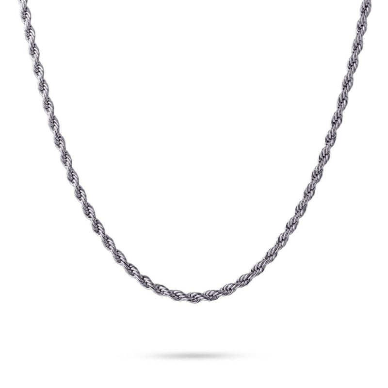 Waterproof Stainless Steel Silver Rope Chain Necklace