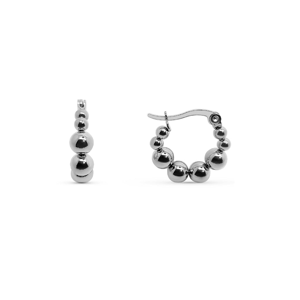 Steel Beaded Hoop Earrings | Alia