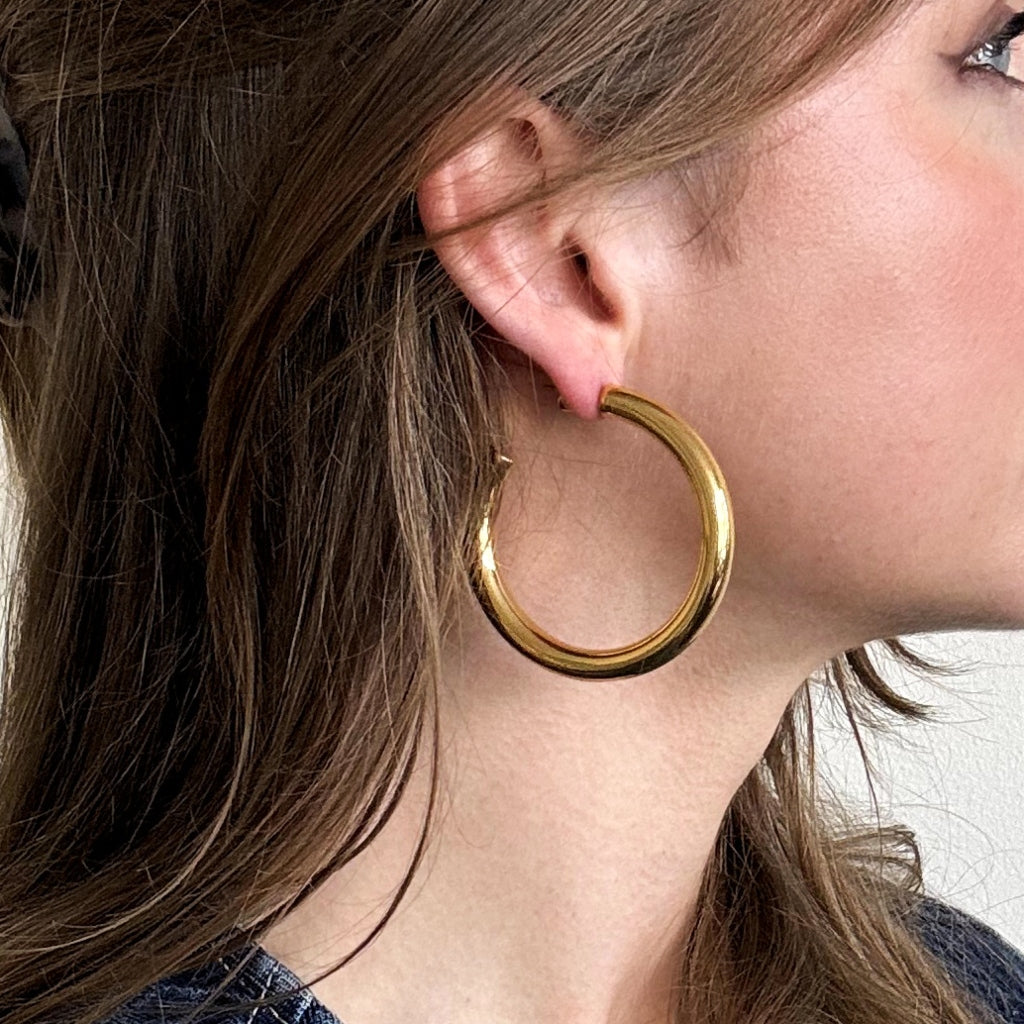 Steel Chunky Hoop Earrings | Joli