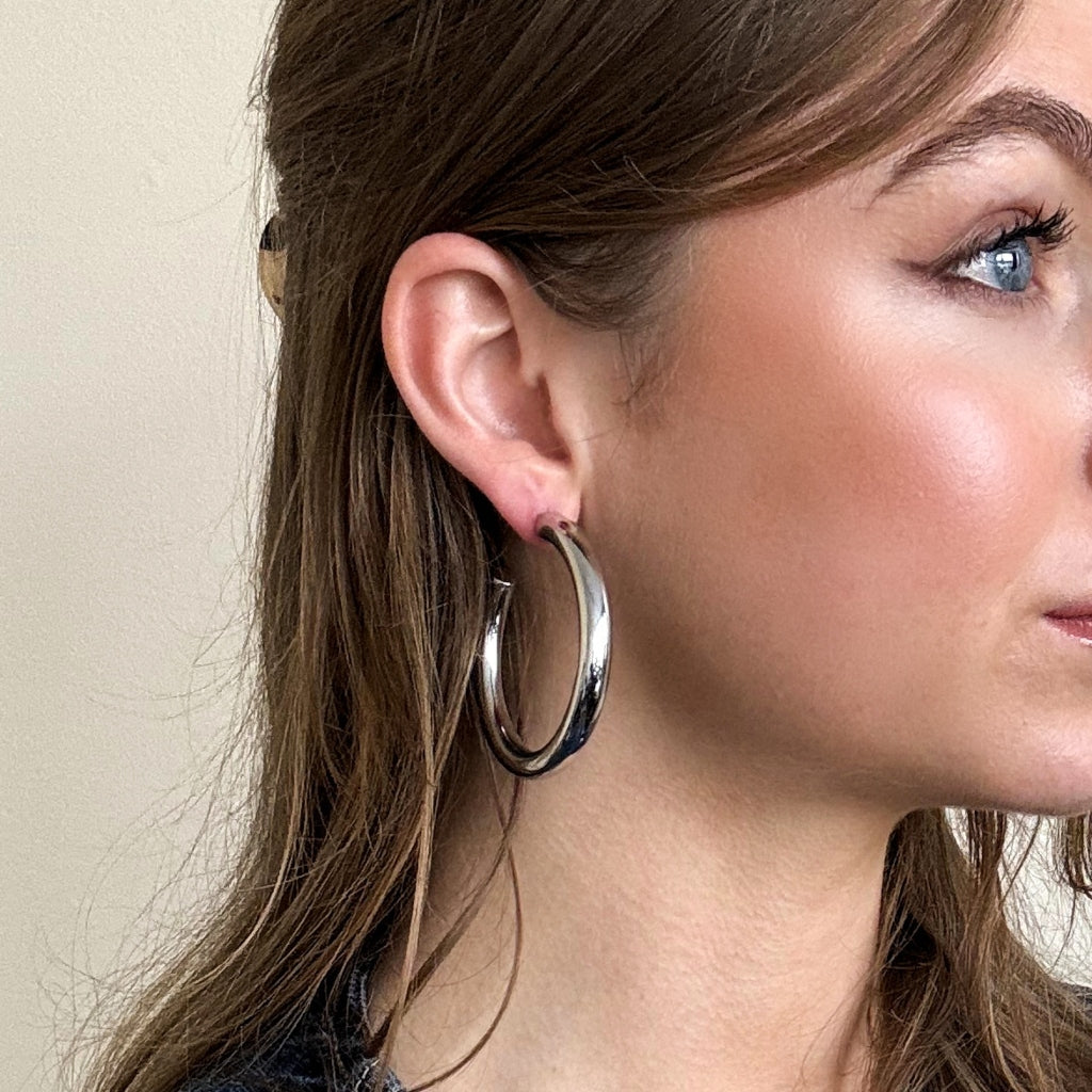 Steel Chunky Hoop Earrings | Joli