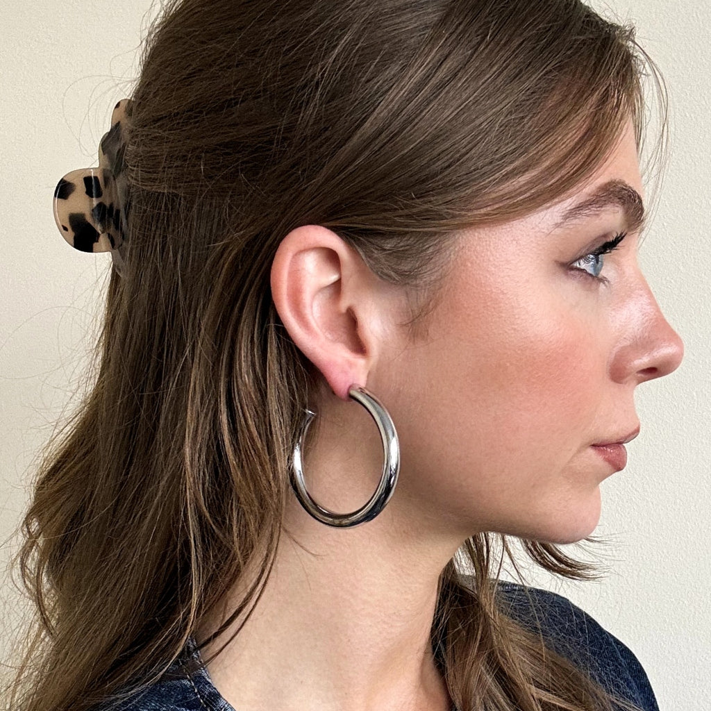 Steel Chunky Hoop Earrings | Joli