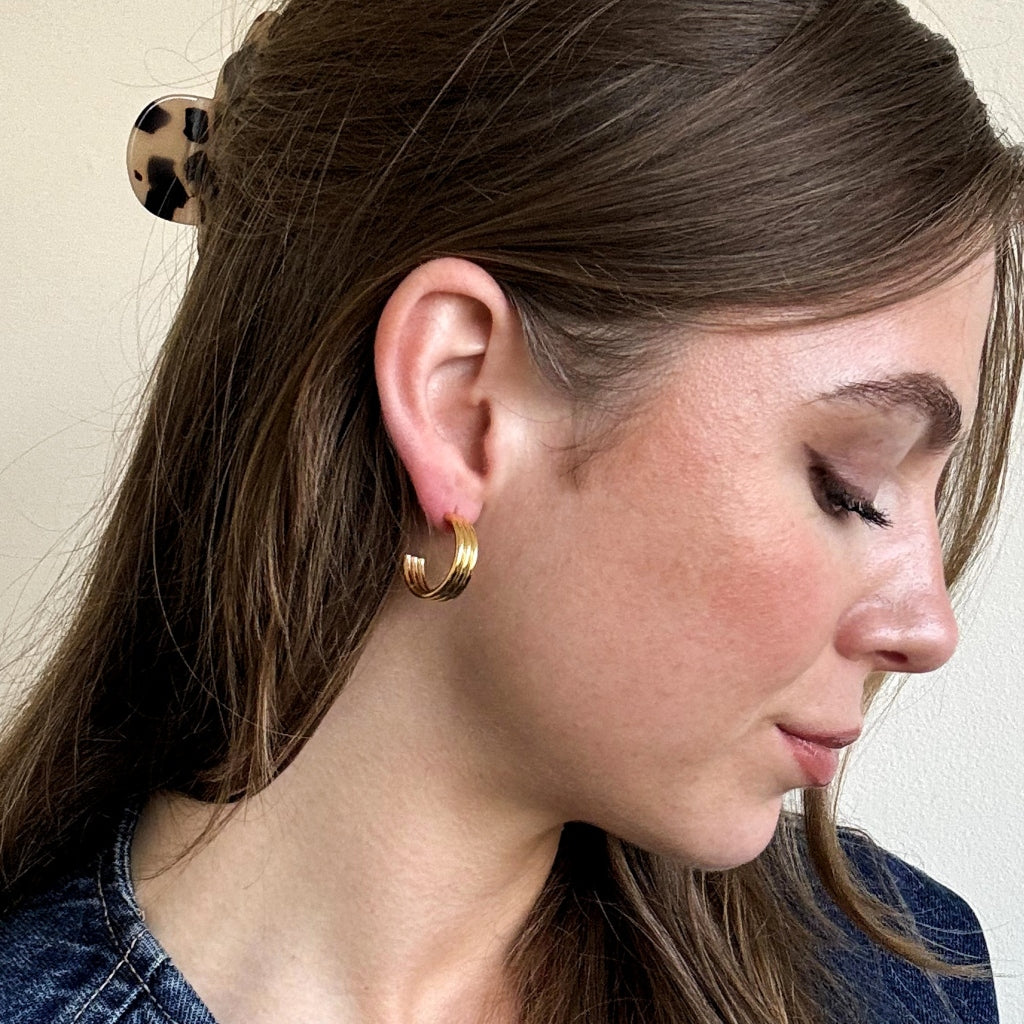 Steel Triple Hoop Earrings | Bea