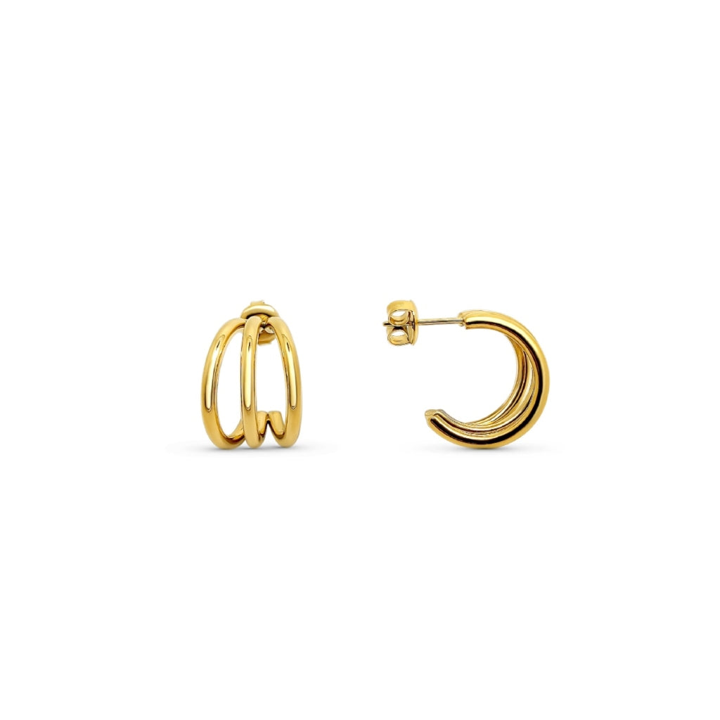 Steel Triple Hoop Earrings | Nina