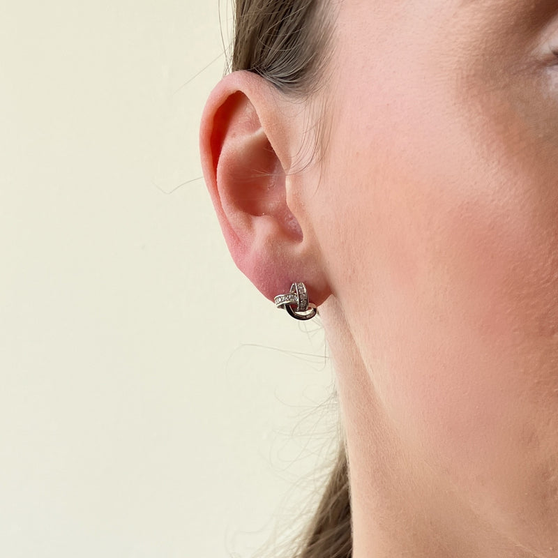Susa Silver Crystal Knot Stud Earrings