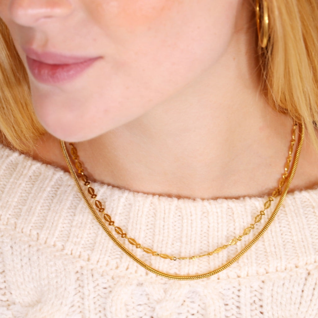 Textured Oval Link Necklace | Anartxy