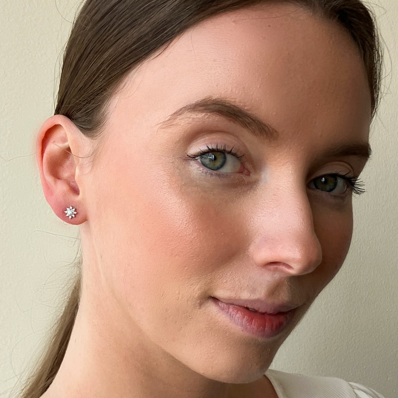 Tignes Silver Opal Star Stud Earrings