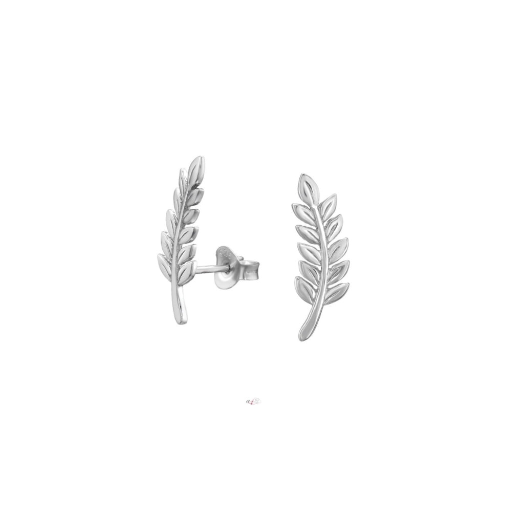 Tiva Silver Leaf Stud Earrings