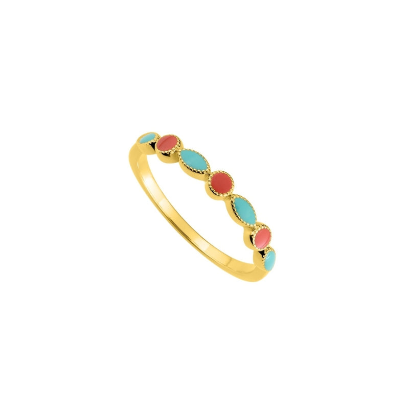 Tosi Gold Coral and Green Band Ring