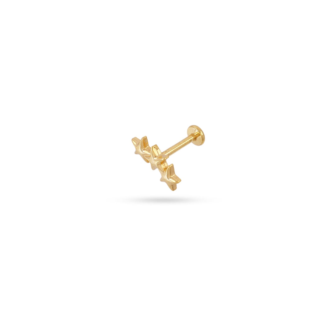 Triple Star Flat Back Single Stud Earring | Anartxy