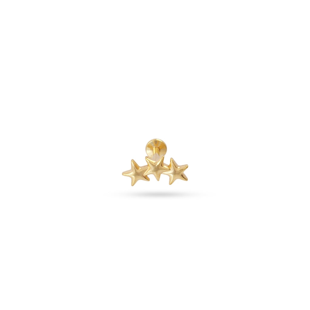 Triple Star Flat Back Single Stud Earring | Anartxy