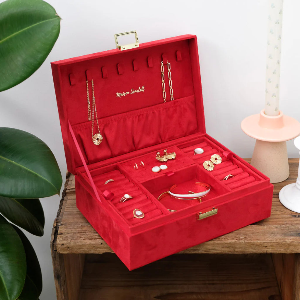 Large Rectangle Jewellery Box | Louise | Velvet | Maison Scarlett