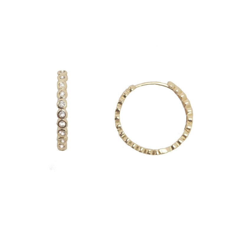Vica Gold Delicate Clear Stone Hoop Earrings