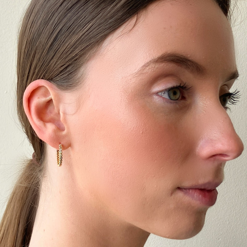 Vica Gold Delicate Clear Stone Hoop Earrings