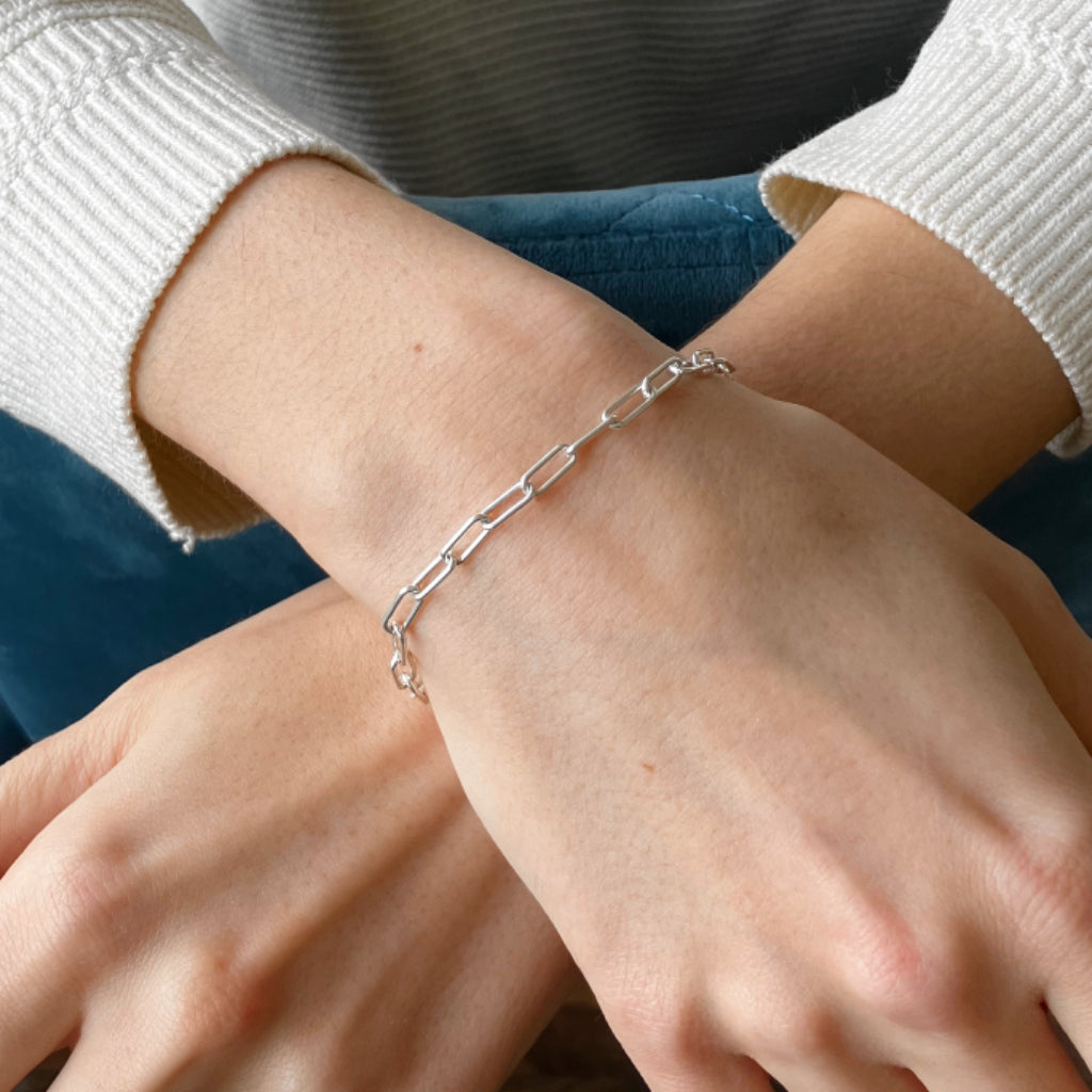 Zamora Silver Paperclip Chain Bracelet