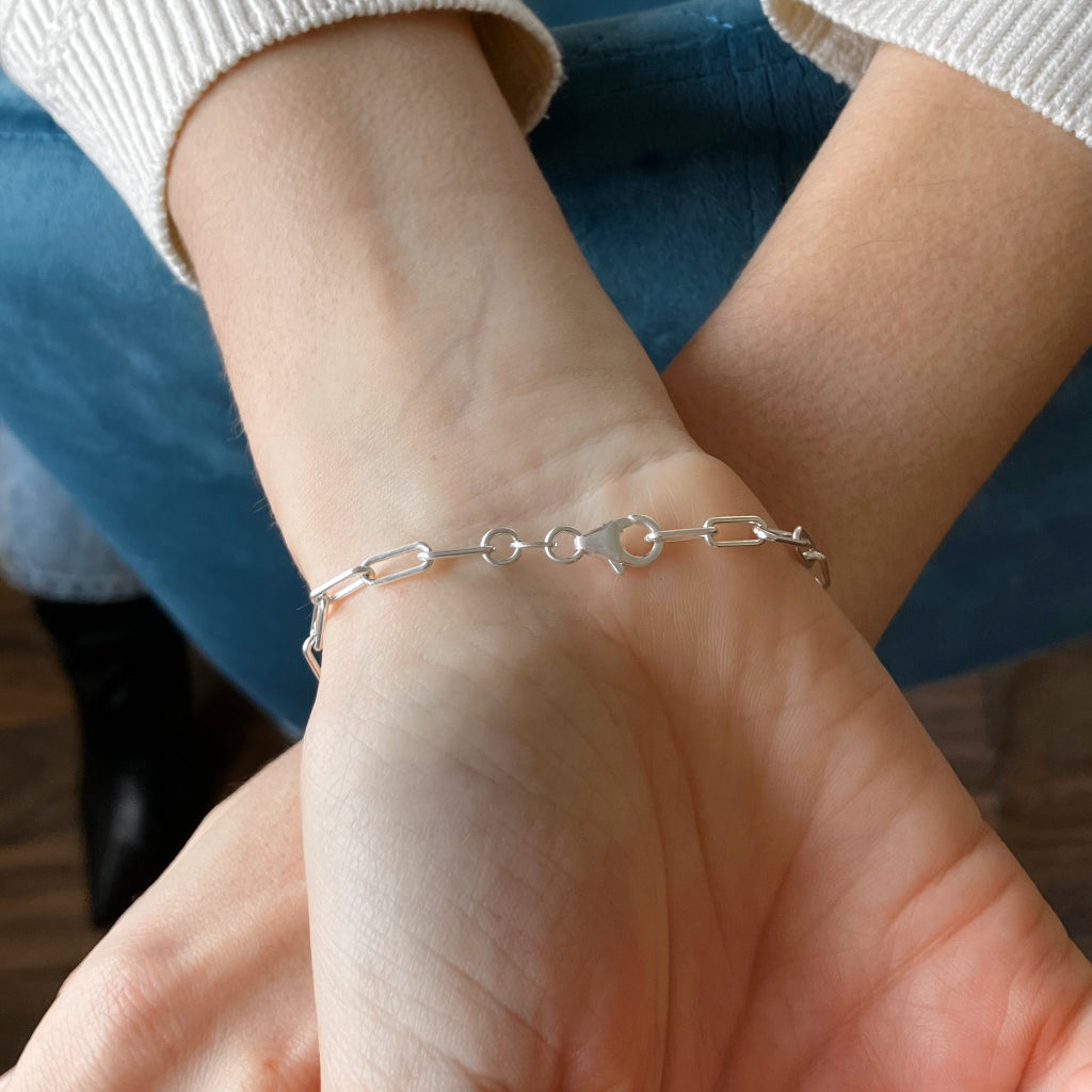 Zamora Silver Paperclip Chain Bracelet