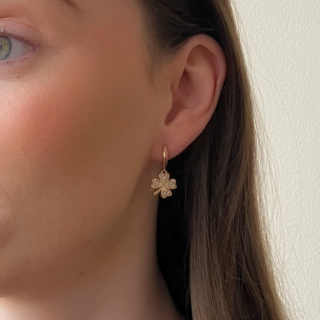 Adh Gold Clover Charm Earrings