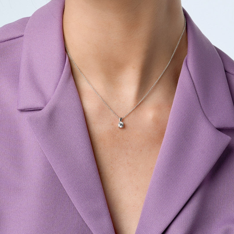 Amhran Silver Clear Stone Necklace