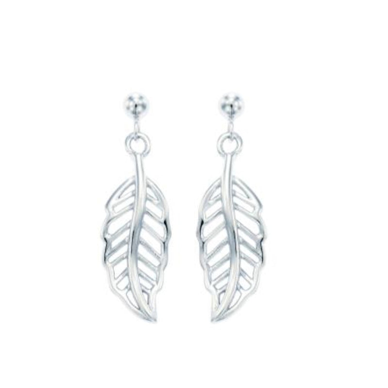 Arbre Silver Leaf Dangle Stud Earrings